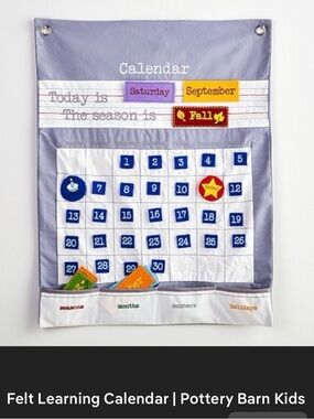 Pottery Barn Kids Blue Felt Learning Calendar